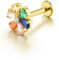 PiercingJak 16G Titan Helix Piercings Gold bunte Zirkonia Blume Innengewinde Lippenpiercing Labret Medusa Monroe Ohr Klein Tragus Stud Piercing Stäbe Stecker 8mm