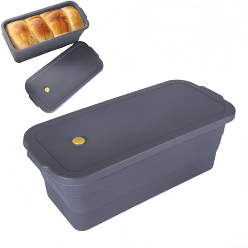 Molde de silicona para pan, bandeja de pan con marco de metal con tapa, moldes plegables para hornear pan casero, pasteles, pan de carne