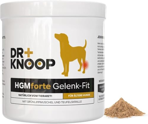 HGM Polvere articolare per cani anziani, con conchiglia verde, artiglio del diavolo e glucosamina per una maggiore libertà di movimento, sviluppata dal veterinario Dr. Knoop, con delizioso sapore di