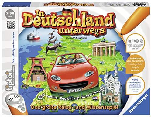 Ravensburger tiptoi Spiel In Deutschland unterwegs - 00521 / Reise- und Wissensspiel mit spannenden Informationen und Bildern der schönsten Städte Deutschlands/Ab 7 Jahre