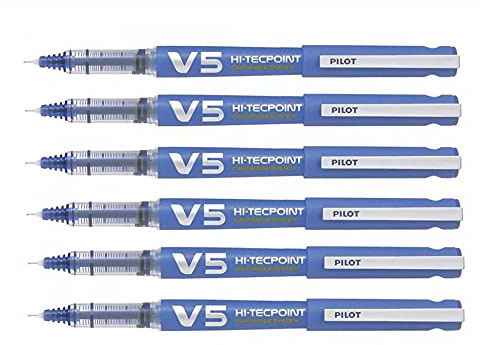Pilot V5 Refillable Liquid Ink (Pack of 6 Blue Begreen Fine Point