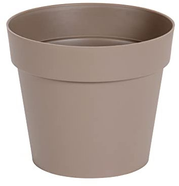 EDA - Pot de Fleur Rond TOSCANE Ø 14 cm - Volume 1,1 L - Ø 13,5 cm x H.11,7 cm - Taupe