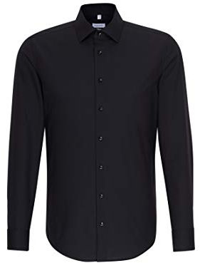 Seidensticker Herren Mens Slim Longsleeve Cotton Business Shirt, Schwarz(675198), 40 EU