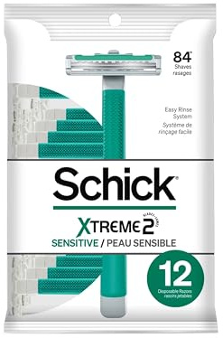 Schick Slim Twin ST 2 Disposable Razors for Men Sensitive Skin Shaving Razor, 12 Count