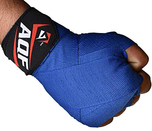 AQF Boxbandagen Für Kampfsport 4 Meter Elastische Boxhandschuhe Innerer Handschuhe Schutz Bandagen Boxen MMA & Cross Fitness Harren & Damen (Blau)