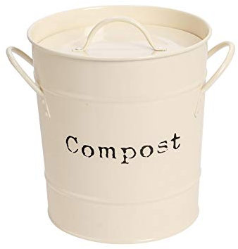 Harbour Housewares Le Compost Industriel Bin - Style Vintage de Cuisine en Acier de Stockage Bucket - Amovible intérieure - Crème