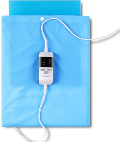 Boncare® Vinyl Small Heating Pad NO Auto Shut Off for Back Pain Relief and Cramps, High and Low Temperature Settings Hot Electric Heat Pad with Washable Cover Blue (12x 15)