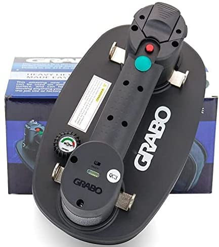 GRABO Electric Vacuum Suction Cup Lifter for Wood Drywall Granite Glass Tile Heavy Lifting Tool with Friction Foam Seal and 1 battery