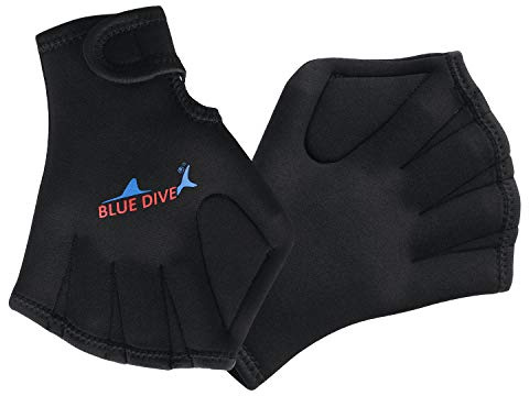 Unisex Neoprene Aquatic Paddles Webbed Swim Gloves with Wrist Strap Snorkel Diving Gloves for Men Women Adult