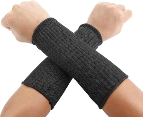 1 Paio Maniche Resistenti al Taglio, Manicotto di Protezione del Braccio, Protezione del Braccio in Acciaio Filo Bracciale Resistente al Calore Manicotto di Sicurezza Anti Abrasione (20 cm)