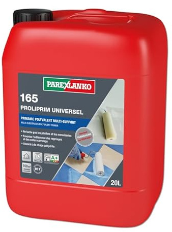 PAREXLANKO - Primaire tous supports - 165 PROLIPRIM UNIVERSEL - Prêt à l'emploi - Régule la porisité - Intérieur/Extérieur - Favorise l'adhérence - Blanc - Bidon 20L