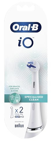 Oral-B iO Specialised Clean Electric Toothbrush Head, Precisely Angled Tufts for Deeper Plaque Removal for Hard to Reach Areas, Pack of 2 Toothbrush Heads, White