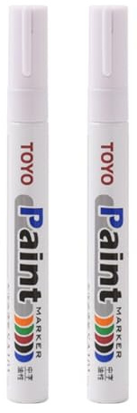 Worparsen 2 pennarelli per pneumatici, pennarello permanente impermeabile con inchiostro di riempimento per gomme di auto, veicoli, moto, bianco