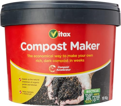 Vitax Compost Maker Soil Additive Organic Nutrient Accelerator For Rapid Breakdown Enriching Soil Health And Fertility - Suitable For Open Heaps, Bins, And Plastic Sacks - 10kg