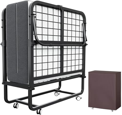 CAIYUN Klappbett 190x90 cm (Einzelmaß) mit hochwertiger 13-cm-Memory-Schaum-Matratze – Praktisches Tages- und Gästebett für Erwachsene inkl. Lenkrollen & Staubschutzhülle