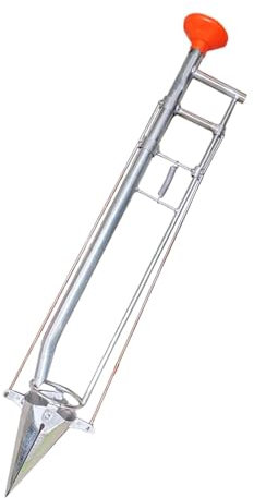 F Fityle Trasplantador de plántulas, plantador de bulbos, sembrador de Metal, Herramienta de jardín para Plantar Flores con Mango Largo