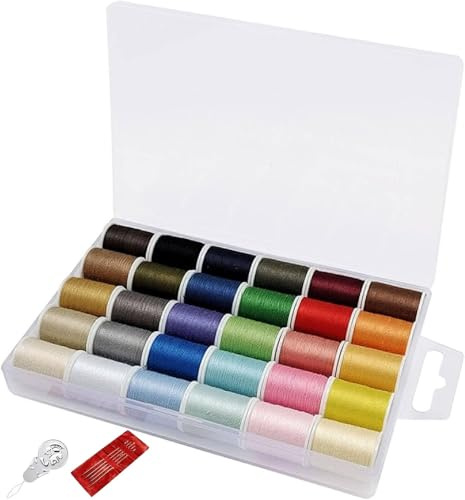 30 Color All-Purpose Polyester Sewing Thread Set – 1,350m Total, 45m (50 Yards) Per Roll – Suitable for Hand and Machine Sewing – Includes Black and White Sewing Threads