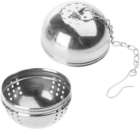 Infuseur à thé en acier inoxydable avec chaîne en corde - Filtre à épices - Tamis - Boule à feuilles en vrac - Passoire à épices - Théière - Filtre à thé