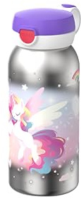 Mepal - Isolerad Flaska med Flipplock Campus - Locket Öppnas med en Knapptryckning - Håller Drycker i Temperatur Hela Dagen - För Kolsyrade Drycker - 500 ml - Unicorn Glow