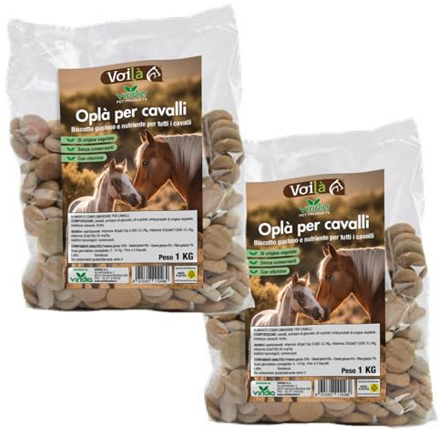 viridia Biscotti per Cavalli Oplà– Snack Naturale Vegetale, con Vitamine – 2 pz x 1 kg (Totale 2 kg)