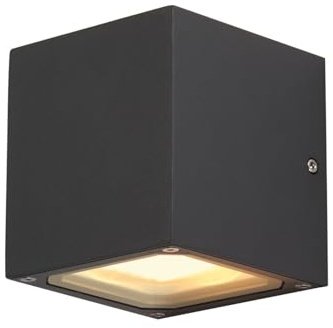 SLV SITRA Cube/iluminación para Paredes, Caminos, entradas, «Spot» led, luminaria de Superficie de Exterior, lámpara de jardín / GX53 IP44 9 W Antracita, Anthracite, 14x12x12 cm