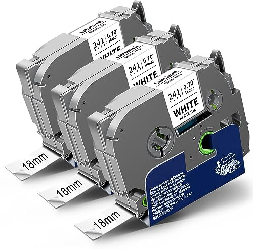 3x Labelwell kompatibel für Brother P-touch Bänder TZe-241 18mm Schriftband für Brother TZ Tape TZ-241 TZe241 Schwarz auf Weiß für Ptouch PT-2030 PT-D450VP PT-D400 PTE300VP PTE500VP PT-D600 PT-P750W