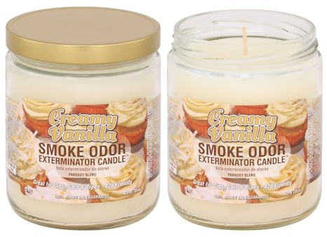 Smoke Odor Exterminator 13 oz Jar Candles Creamy Vanilla, (2)
