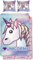 Original Emoji Wende-Bettwäsche Einhorn rosa lila blau 135 x 200 cm + 80 x 80 cm - 100% Baumwolle Linon / Renforcé Bettbezug Unicorn Unicorns Bettzeug Einhörner Emojis Regenbogen deutsche Größe