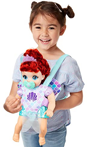 Disney Princess Ariel Baby Doll Deluxe with Tiara, Carrier, Plush Friend, Pacifier, Bib & Baby Bottle [Amazon Exclusive]