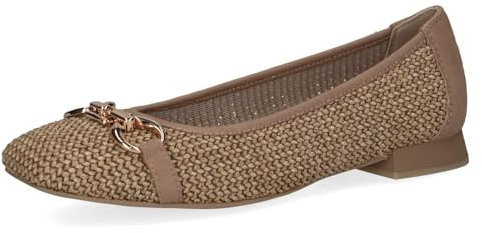 CAPRICE Damen Ballerinas Bast Elegant, Braun (Bark Comb), 39 EU