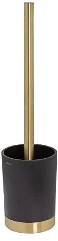 Tiger Tune Toilet Brush and Holder, Freestanding, Brass Brushed,Black, 9.1 x 37.9 x 9.1 cm