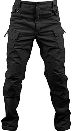 Loeay Pantalón de Carga Regular para Hombre Pantalón de Trabajo de Combate del ejército Pantalones tácticos Militares Ocasionales Pantalones con múltiples Bolsillos para Caminar Negro S