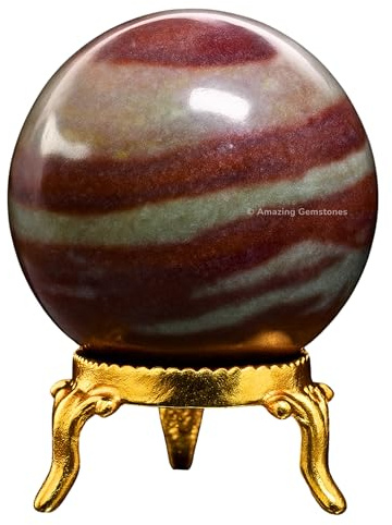 Amazing Gemstone Narmada Shiva Lingam Crystal Ball with Stand - 2 Inches Crystal Sphere Meditation Balls for Witchcraft and Decorative Balls