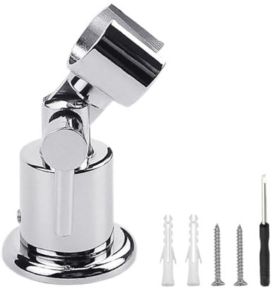 Supporto soffione doccia in Metallo Pieno, Supporto per soffione doccia regolabile a 180 gradi, Supporto doccia a mano a parete, Porta doccino per doccia con viti