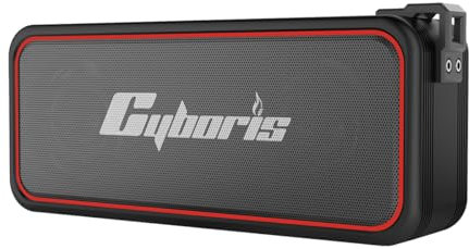 CYBORIS Powerful 20W Bluetooth Speaker IPX7 Waterproof Portable Wireless Speakers, HiFi Loud Deep Bass Stereo Sound,BT5.3, Dual Pairing, 24H Playtime, for Home, Outdoor, Travel, Party (Black Red)