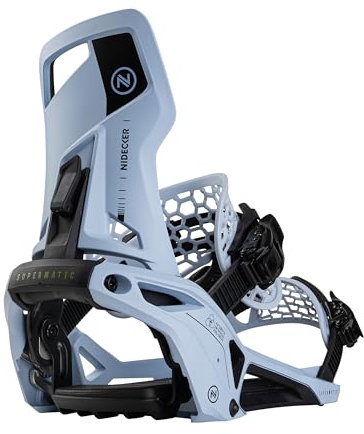 Nidecker Supermatic Snowboard – Universelle, doppelt einsteckbare automatische Bindung – Komfortabel und zuverlässig wie eine Klassische Zwei-Riemen-Bindung - Cannon Blue