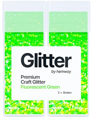 Hemway Craft Glitter Shaker Fluorescent Green 130g x2 Pack Chunky | for Resin & Epoxy Crafts, Christmas Art Supplies, Nail, Body, Face, Eye, Festival, Crafting, Slime, Sparkle