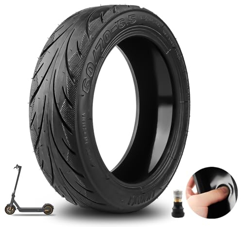 Amitor 60/70-6.5 Ruedas de Caucho Autorreparables para Ninebot Max G30 Patinete Eléctrico, Neumático de Vacío con Válvula, 10 Pulgadas Tubeless Rueda con Resistente al Desgaste y Antiperforación