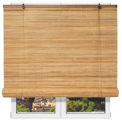 BESCH Persiana Estor Enrollable de Bambú Natural 60x140cm - Protección Solar y Privacidad para Ventana