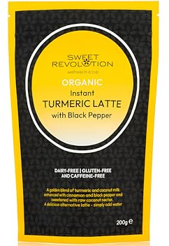 Sweet Revolution Organic Instant Turmeric Latte with Black Pepper (2 x 200g), Dairy Free and Gluten Free.