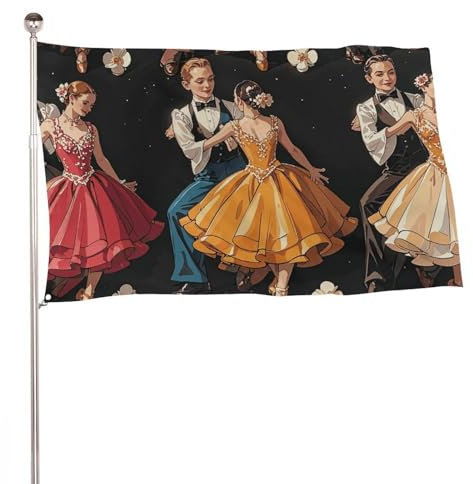 Drapeaux verticaux de 60 x 90 cm pour extérieur, salle de bal, danse, décoration de petit motif, drapeaux de bienvenue, bannières robustes 200D pour cour de vacances