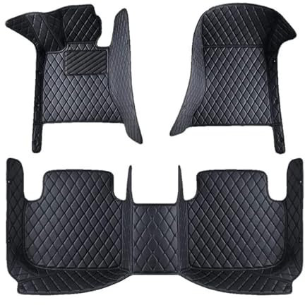 WSCDMCC Fussmatten Auto für VW Multivan T5 2003-2012 2013 2014, Vollständige Abdeckung Leder Fußmatten Wasserdicht rutschfeste Schutz Interieur ZubehöR,Black