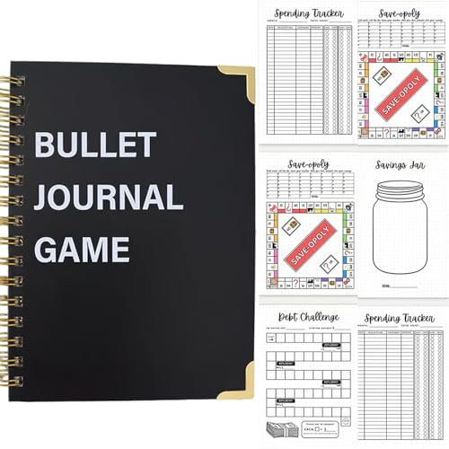 Bullet Journal Game Bullet Journals Spiel-Notizbuch Buch-Tracker-Tagebuch Spiralbindung Savings Challenge Planning Notebook Monthly Budget Debt Challenge Savings Journal
