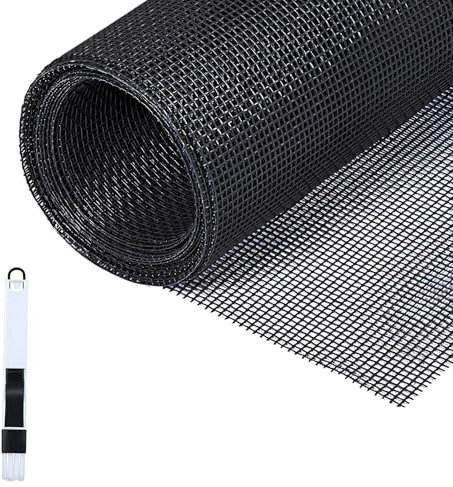 Fillis Mosquitera para Ventanas, 150x500cm Mosquitera de Fibra de Vidrio Mosquitera Cortada a Medida DIY con Cepillo de Limpieza, Mosquitera de Gasa para Ventanas y Puertas, Negro