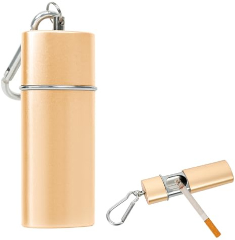 Cendrier de poche pour les déplacements - Mini cendrier portable pour les déplacements - Anti-odeur - Avec couvercle - Cendrier de poche à emporter (Doré)