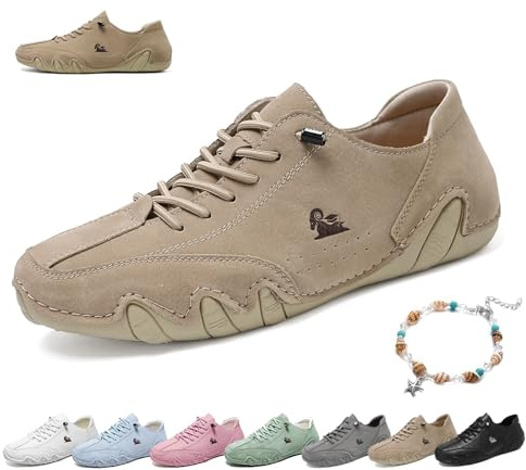 Scarpe Barefoot Donna Ultramorbide Outdoor Beck Shoes Mocassini Piatte Impermeabili Antiscivolo Leggere Minimaliste Scarpe Da Ginnastica Ortopediche for Trekking, Camminate E Guida(Cachi,38 EU)