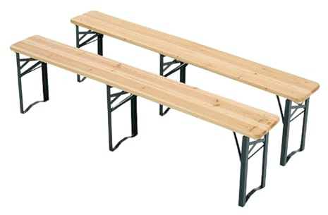 Warmiehomy 2pcs Picnic Benches, 167CM Portable Folding Camping Bench Outdoor Wooden Bench for Patio Garden Backyard BBQ Party, 167cm x 23cm x 46cm