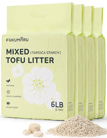 FUKUMARU Tofu Arena para Gatos con Cassava 10.8KG. Ultra aglutinante Antiadherente, sin Polvo, Fragancia Natural de Gardenia, Control de olores, se Puede desechar en el Inodoro, residuos mínimos.