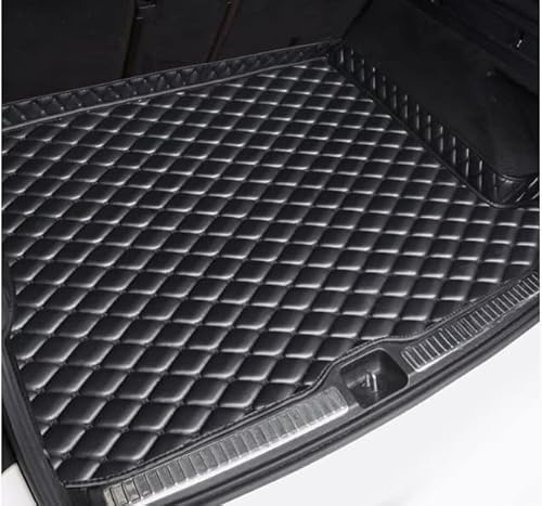 LANAZU Cuir Tapis Coffre Voiture pour Peugeot 3008 E3008 P64 2024 2025, Voiture Cargaison Tapis Arrière Bac de Coffre Intérieur Imperméable Anti-Rayures Accessoires,Black/D
