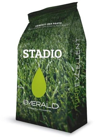 Emerald STADIO, Semi per Prato Sportivo a Rapida Germinazione, Denso ad Alta Resistenza, Verde Intenso, Ricopertura Veloce, 10kg x 400mq (10, Kg)